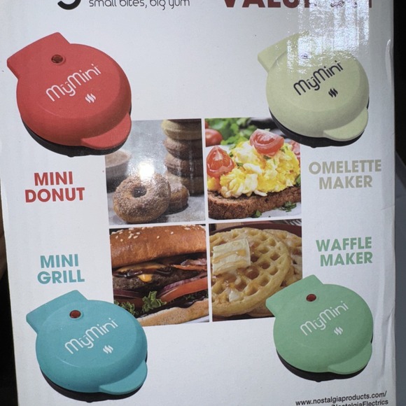 NIB MyMini 4-in-1 Appliance Set – Mini Grill, Waffle Maker, Omelette & Donut Mak - Picture 6 of 6